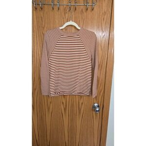 Liverpool Los Angeles Womens Striped Raglan Long Sleeve Top Rust Orange Small‎